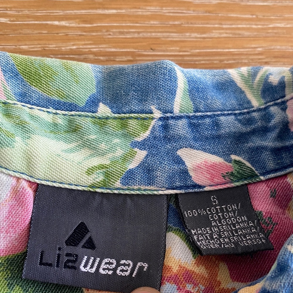 Vintage Denim Floral Women’s Shirt - Blue and Pink - Picture 2 of 11